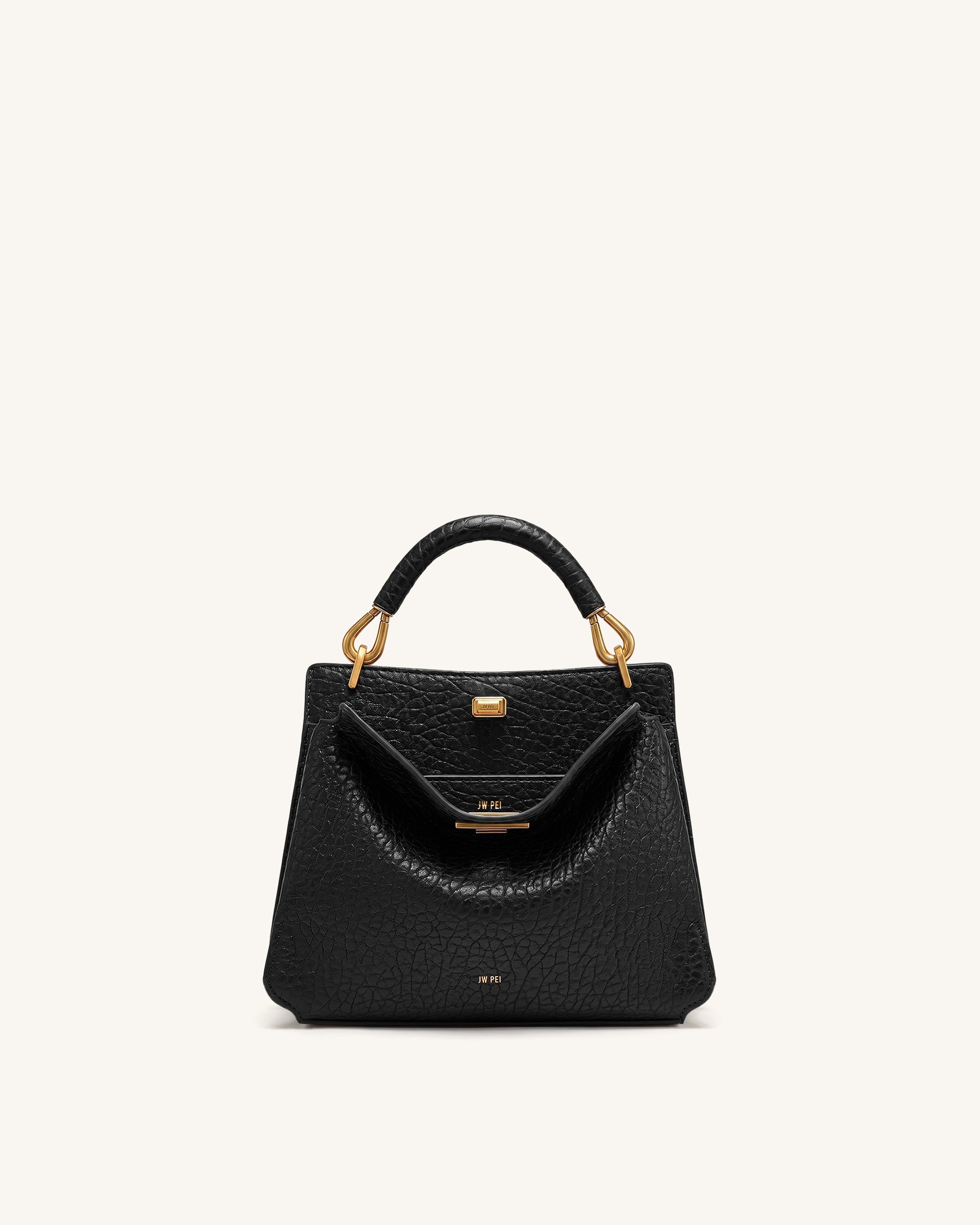 Lucia Borsa a mano effetto elefante - Nero