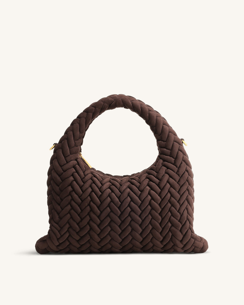Borsa con Manico Trapuntata in Finta Pelle Scamosciata Cora - Marrone Scuro