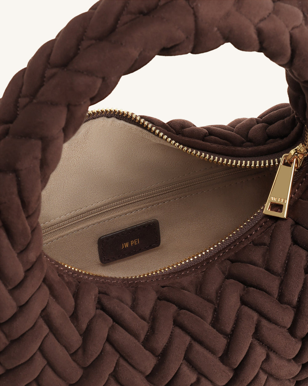 Borsa con Manico Trapuntata in Finta Pelle Scamosciata Cora - Marrone Scuro