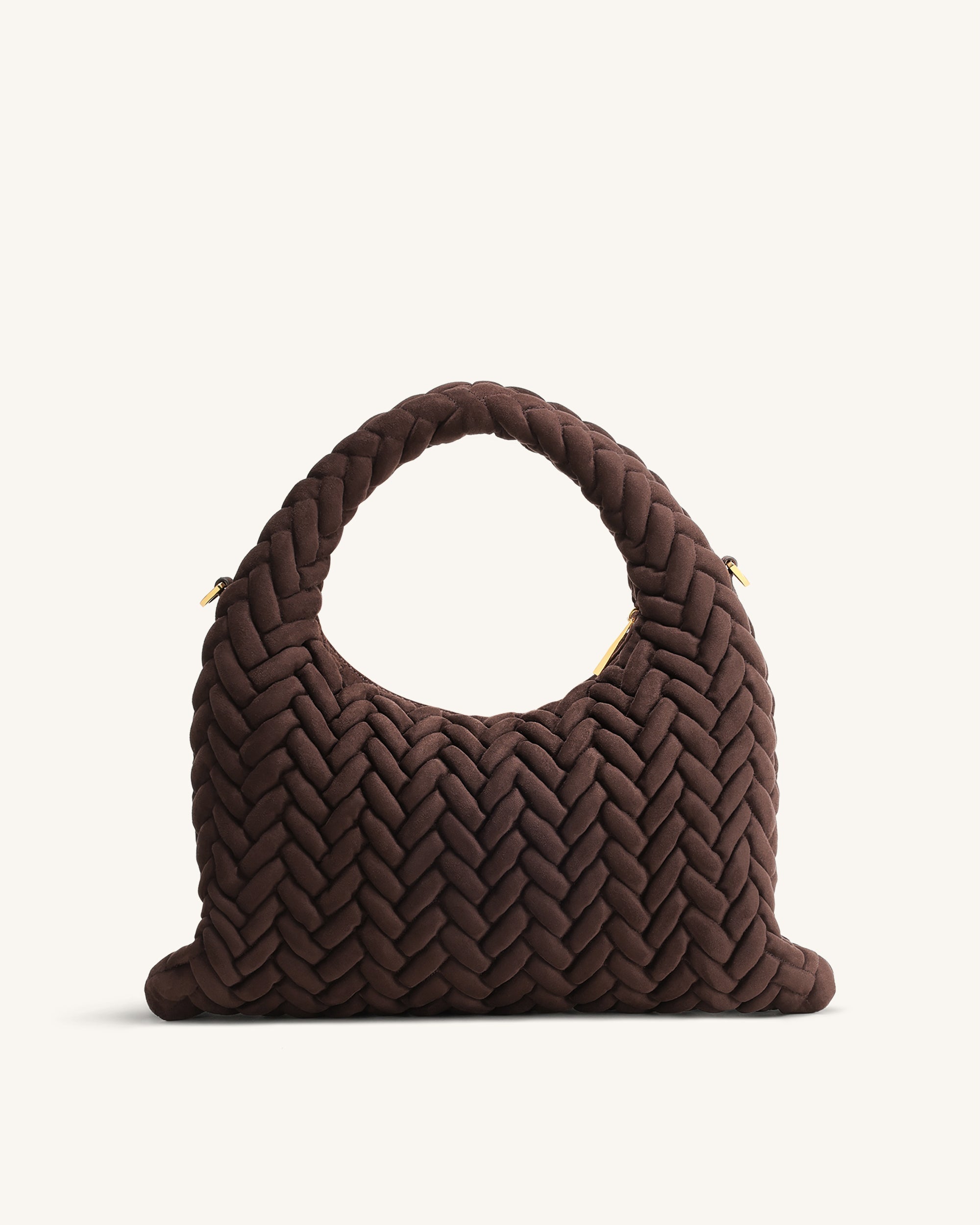 Borsa con Manico Trapuntata in Finta Pelle Scamosciata Cora - Marrone Scuro