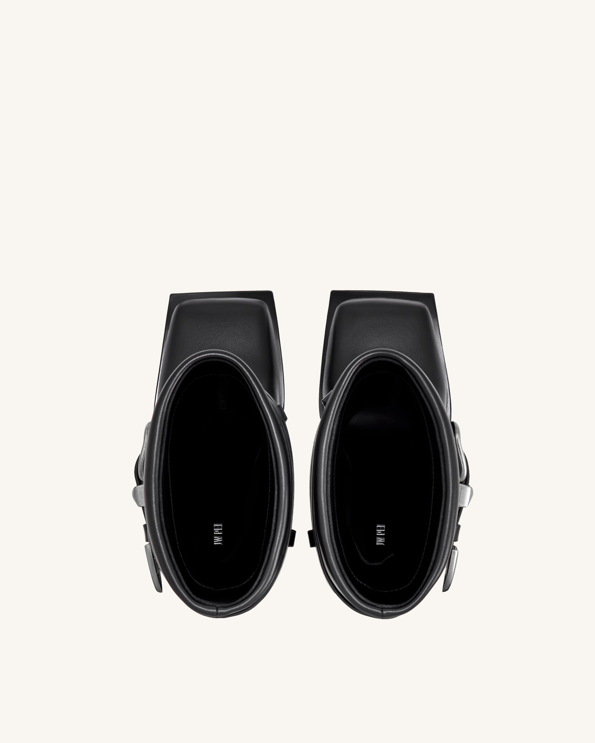 Emilia Stivali a stiletto in pelle con fibbia western - Nero