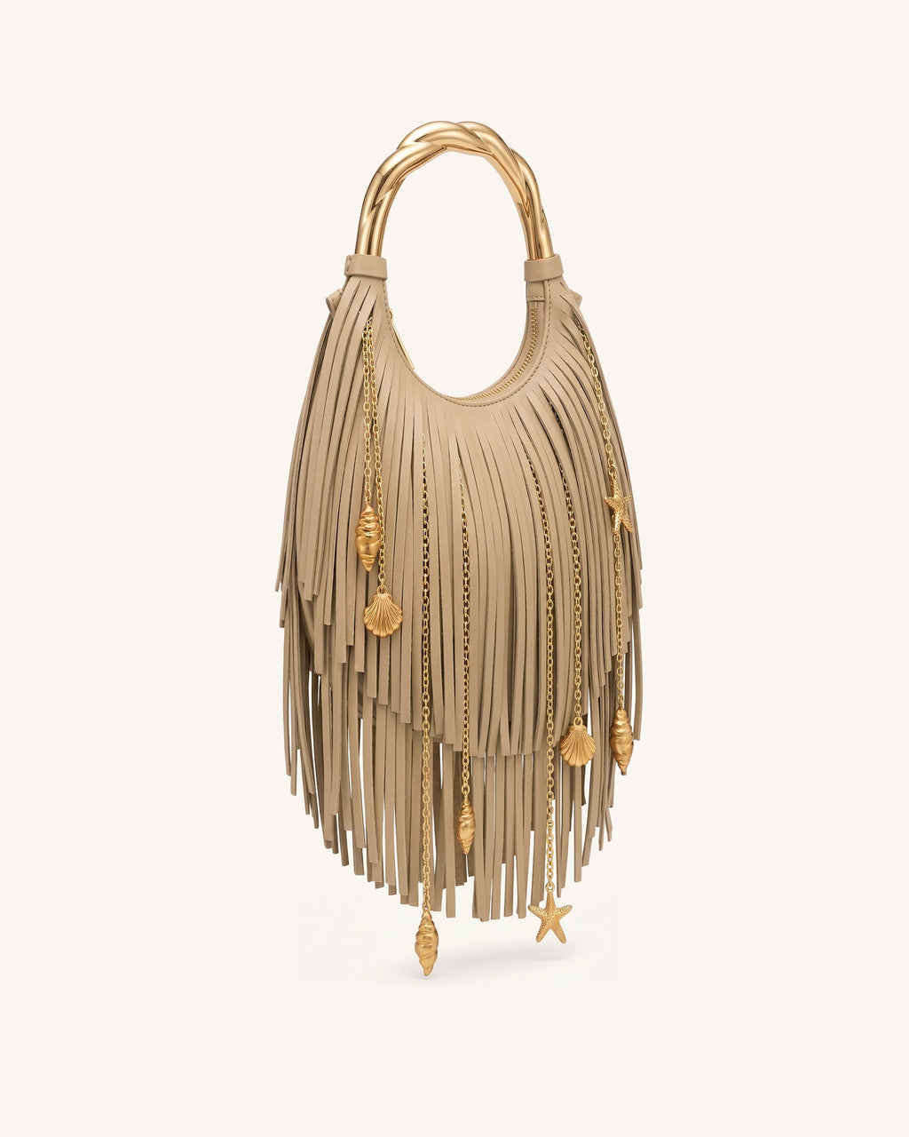 Chloe Borsa a mano con frange e manico in metallo - Kaki