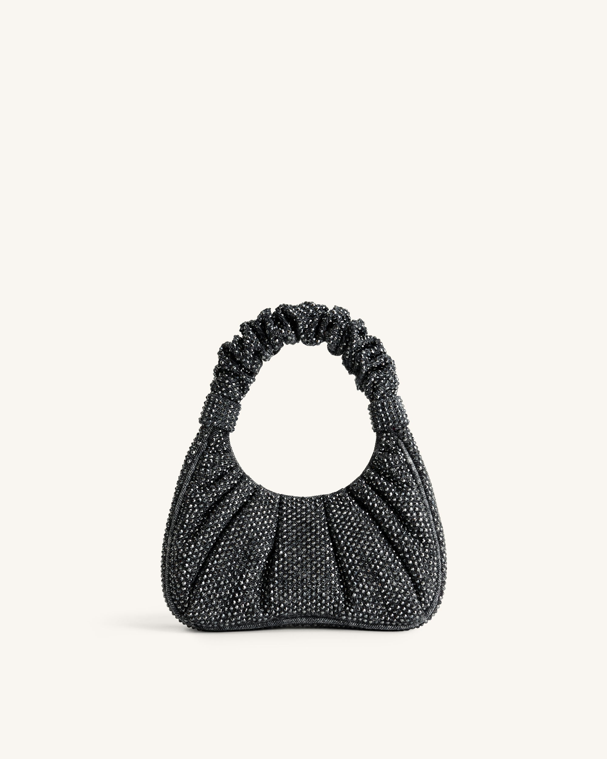 Borsa a spalla media con ruches in cristallo artificiale Gabbi - Antracite
