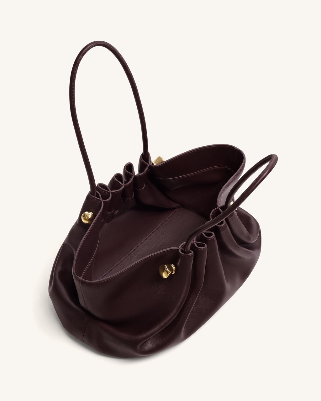 Naomi Borsa a spalla arricciata con manico lungo - Bordeaux intenso