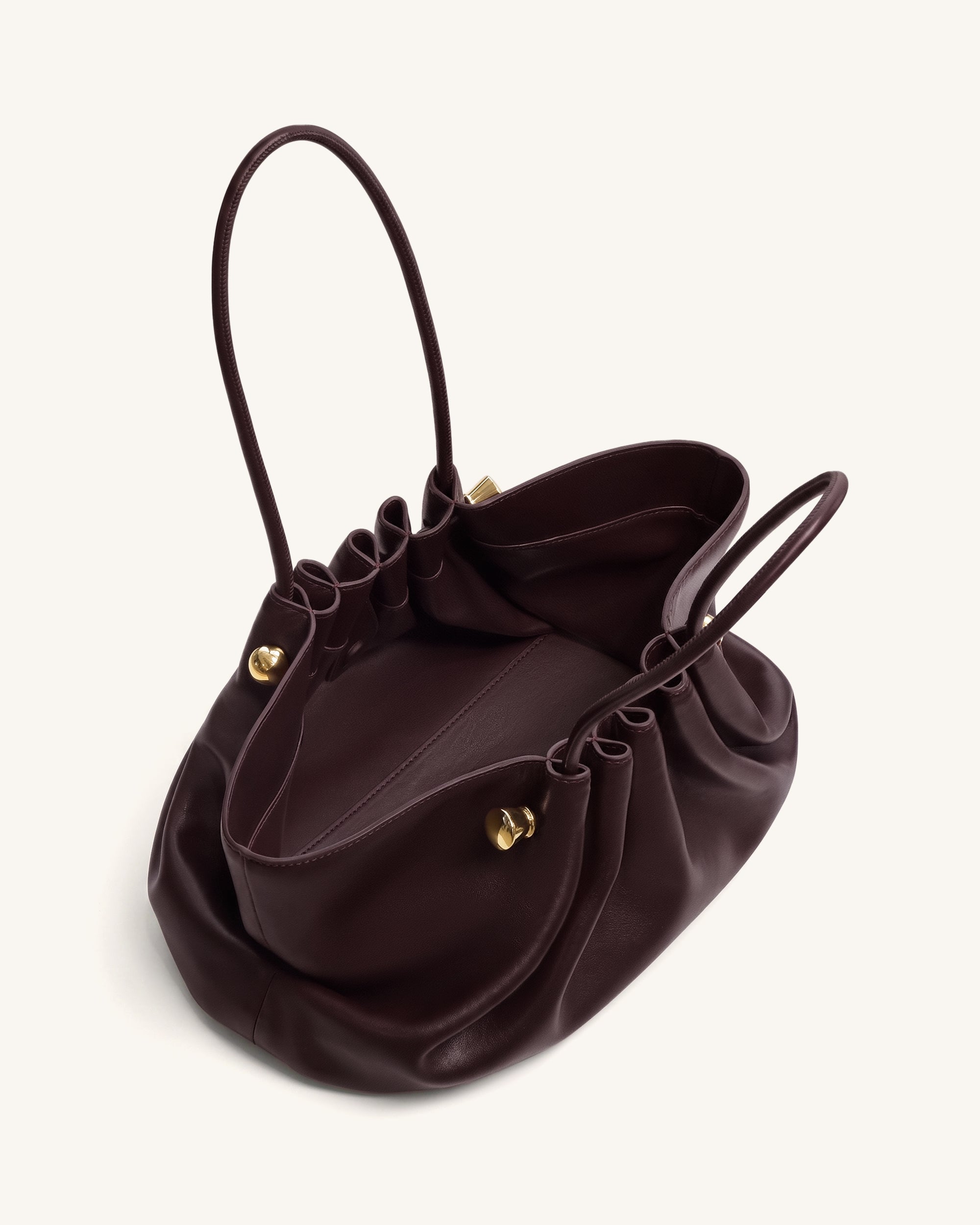 Naomi Borsa a spalla arricciata con manico lungo - Bordeaux intenso