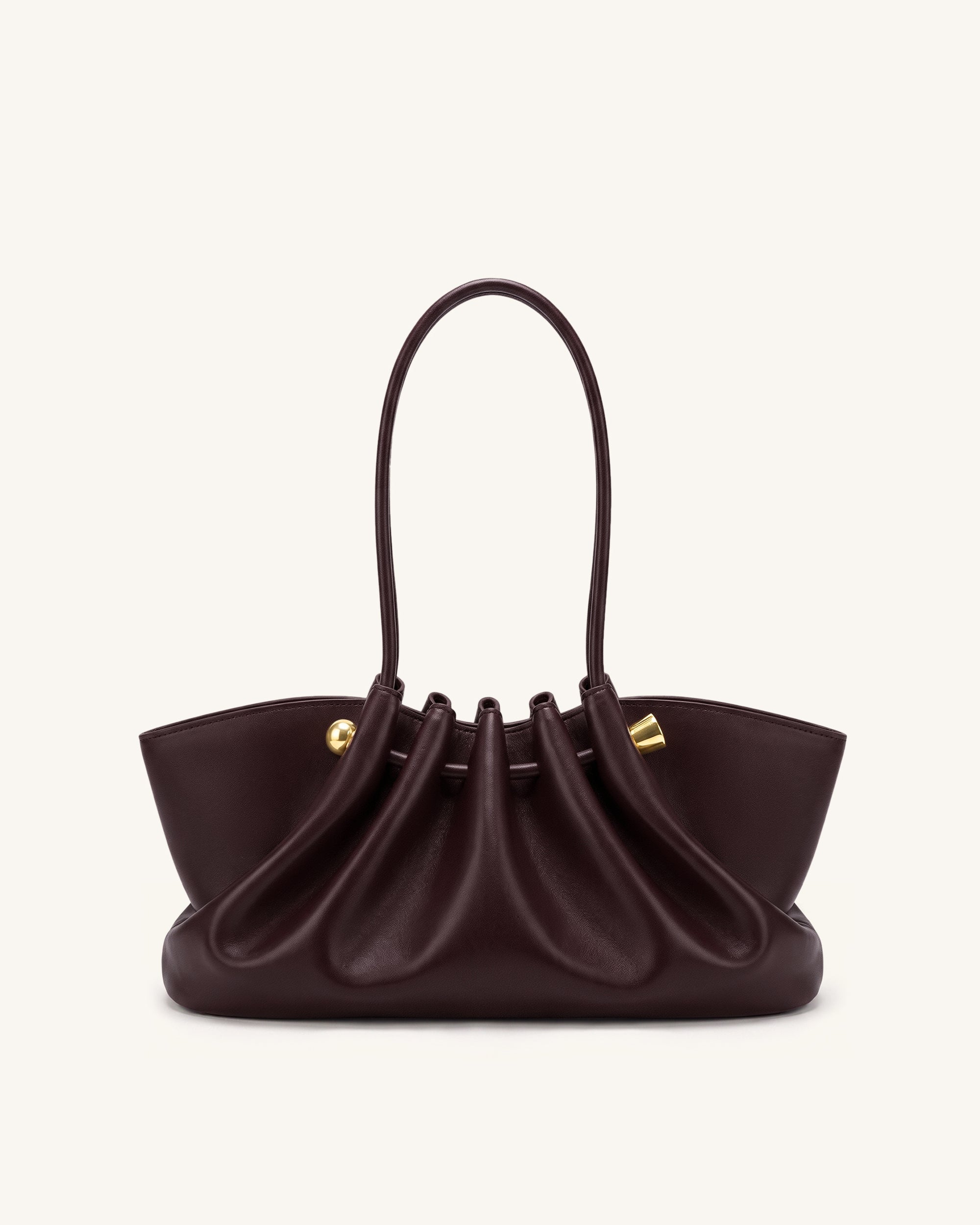 Naomi Borsa a spalla arricciata con manico lungo - Bordeaux intenso