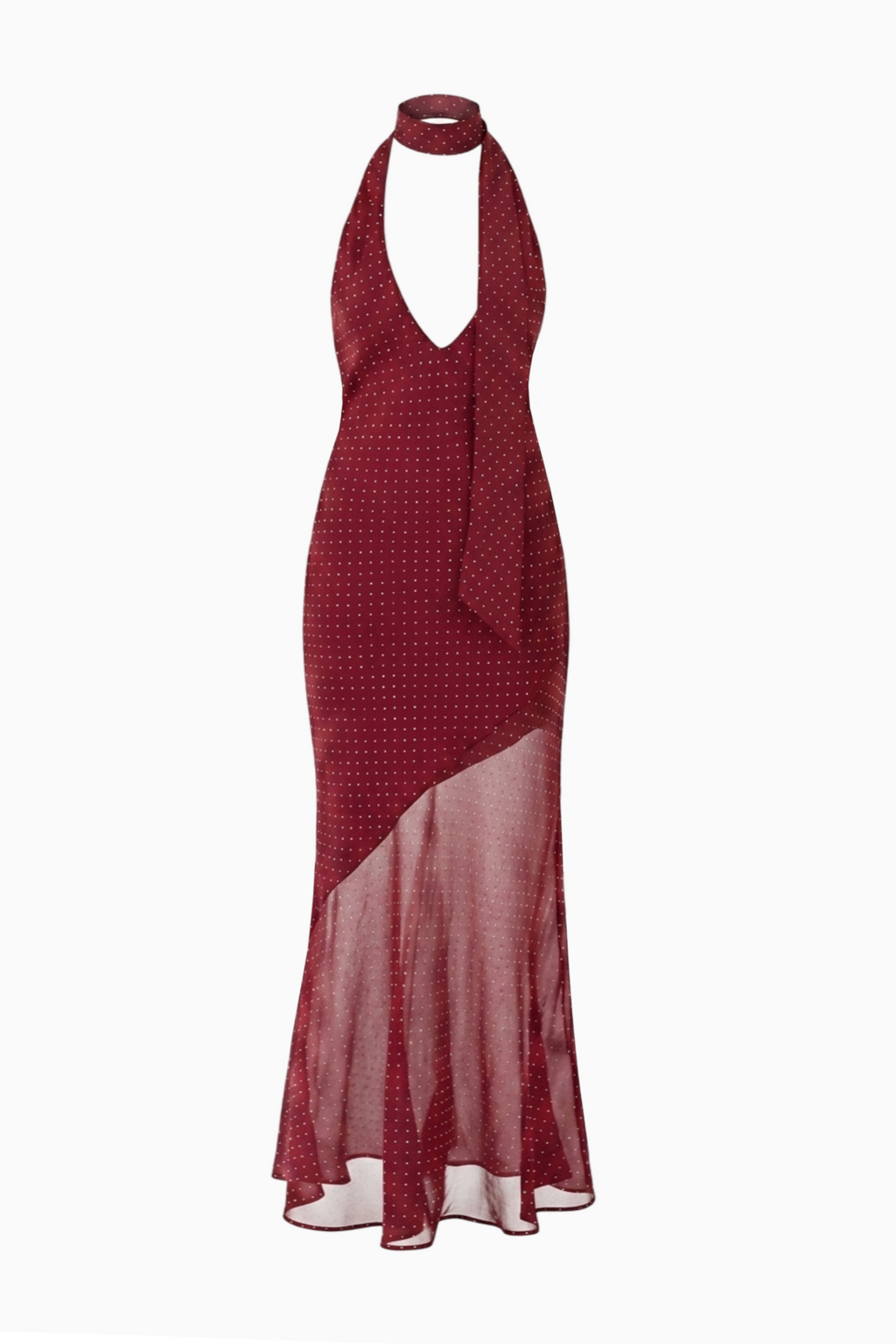 Rich Red Satin Fitted Maxi Dress