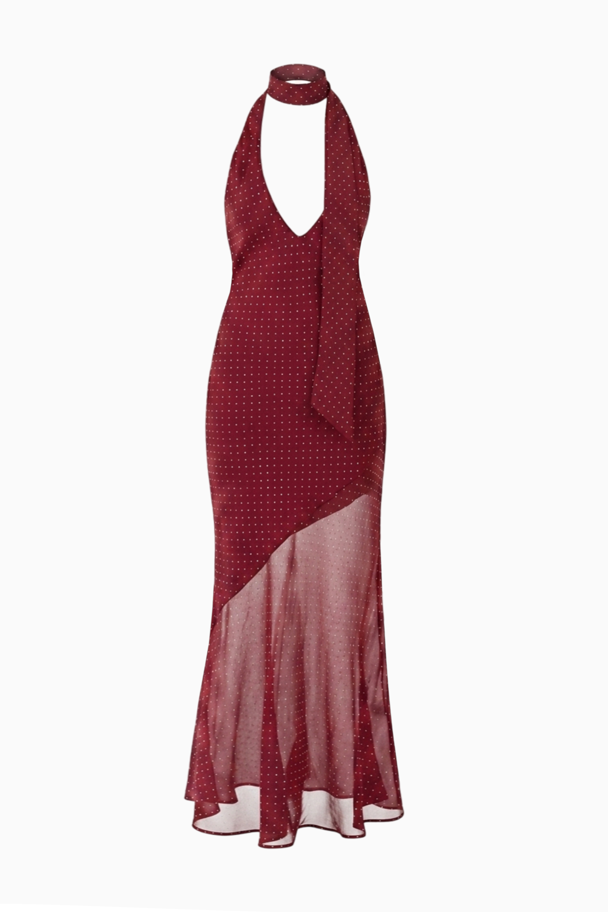 Rich Red Satin Fitted Maxi Dress