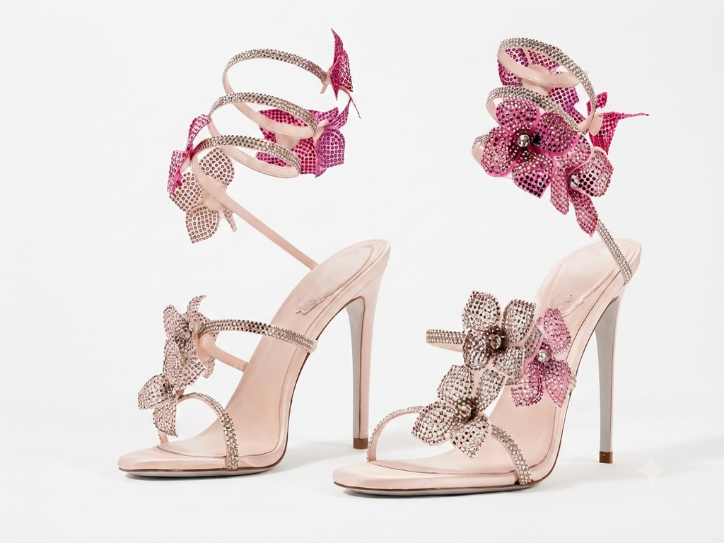 Rosa floral - Tacones