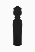 Black Open Back Strappy Maxi Dress