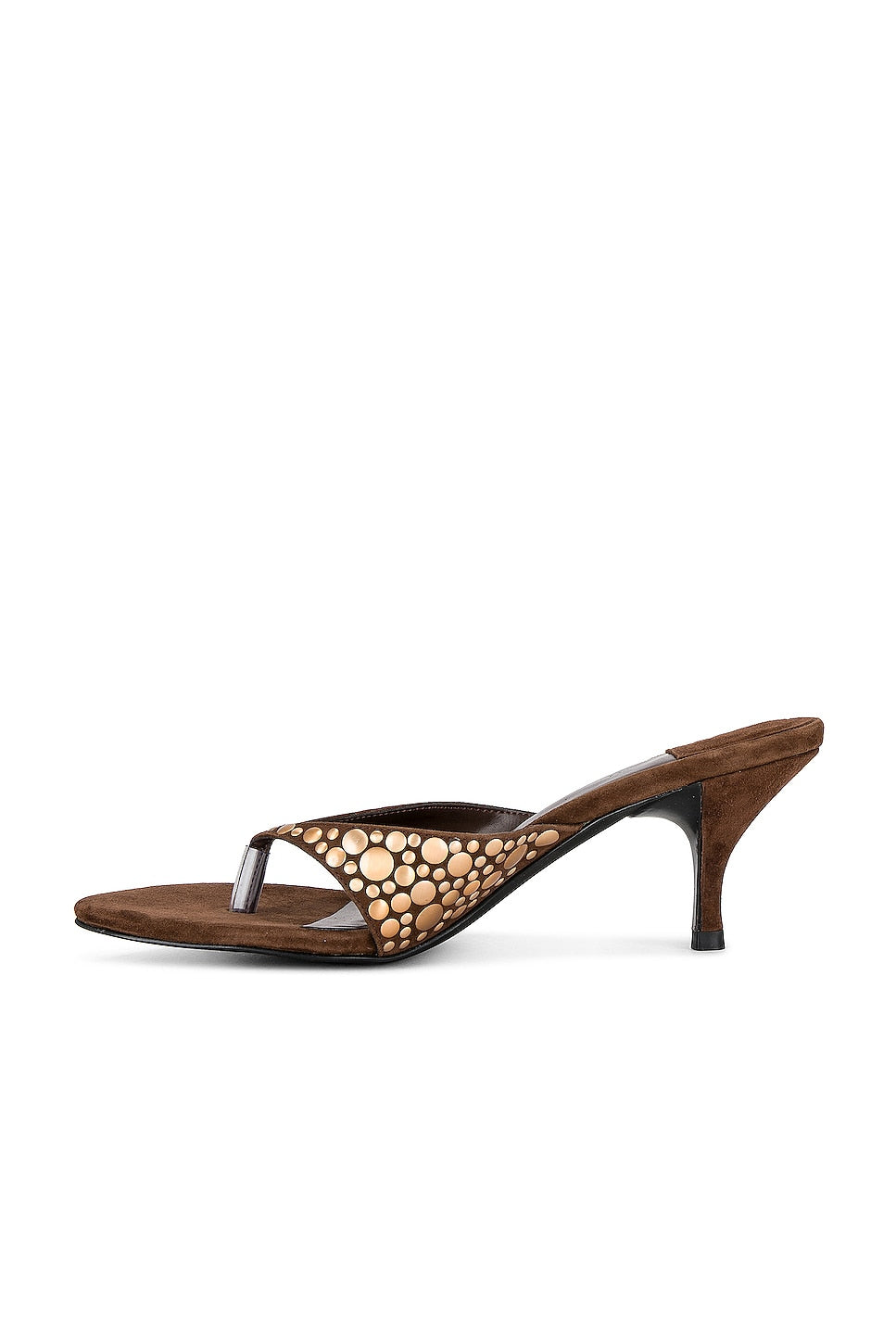 Brown Suede Studded Thong Sandals