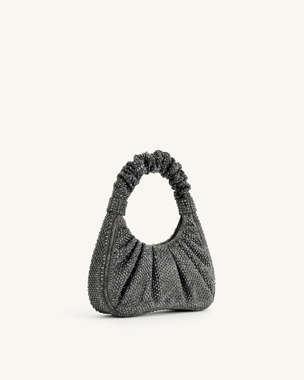 Borsa a spalla media con ruches in cristallo artificiale Gabbi - Antracite