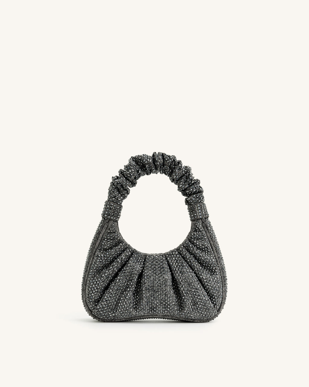 Borsa a spalla media con ruches in cristallo artificiale Gabbi - Antracite