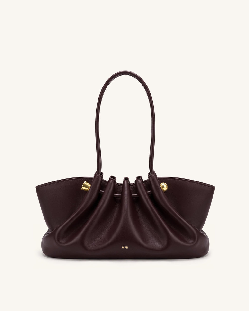 Naomi Borsa a spalla arricciata con manico lungo - Bordeaux intenso