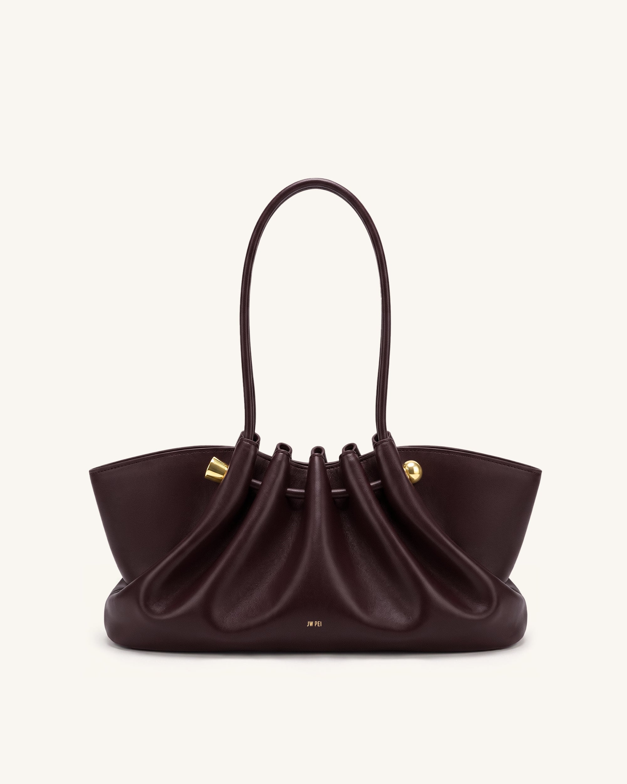 Naomi Borsa a spalla arricciata con manico lungo - Bordeaux intenso