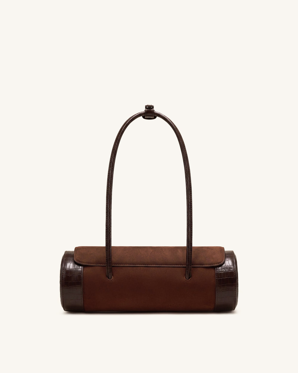 Maelis Borsa a bauletto in finta pelle scamosciata con finiture effetto coccodrillo - Marrone scuro