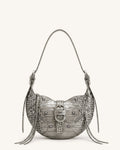 Tessa Borsa a spalla con borchie - Grigio cemento effetto coccodrillo