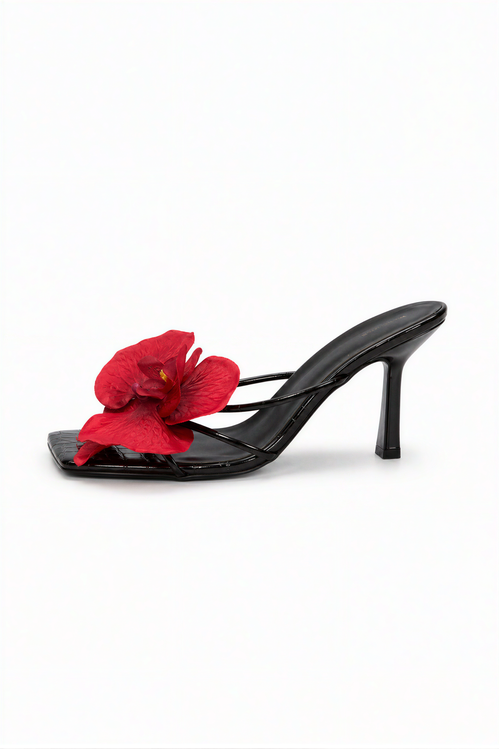 Black Croc Red Orchid Strappy Heeled Sandals