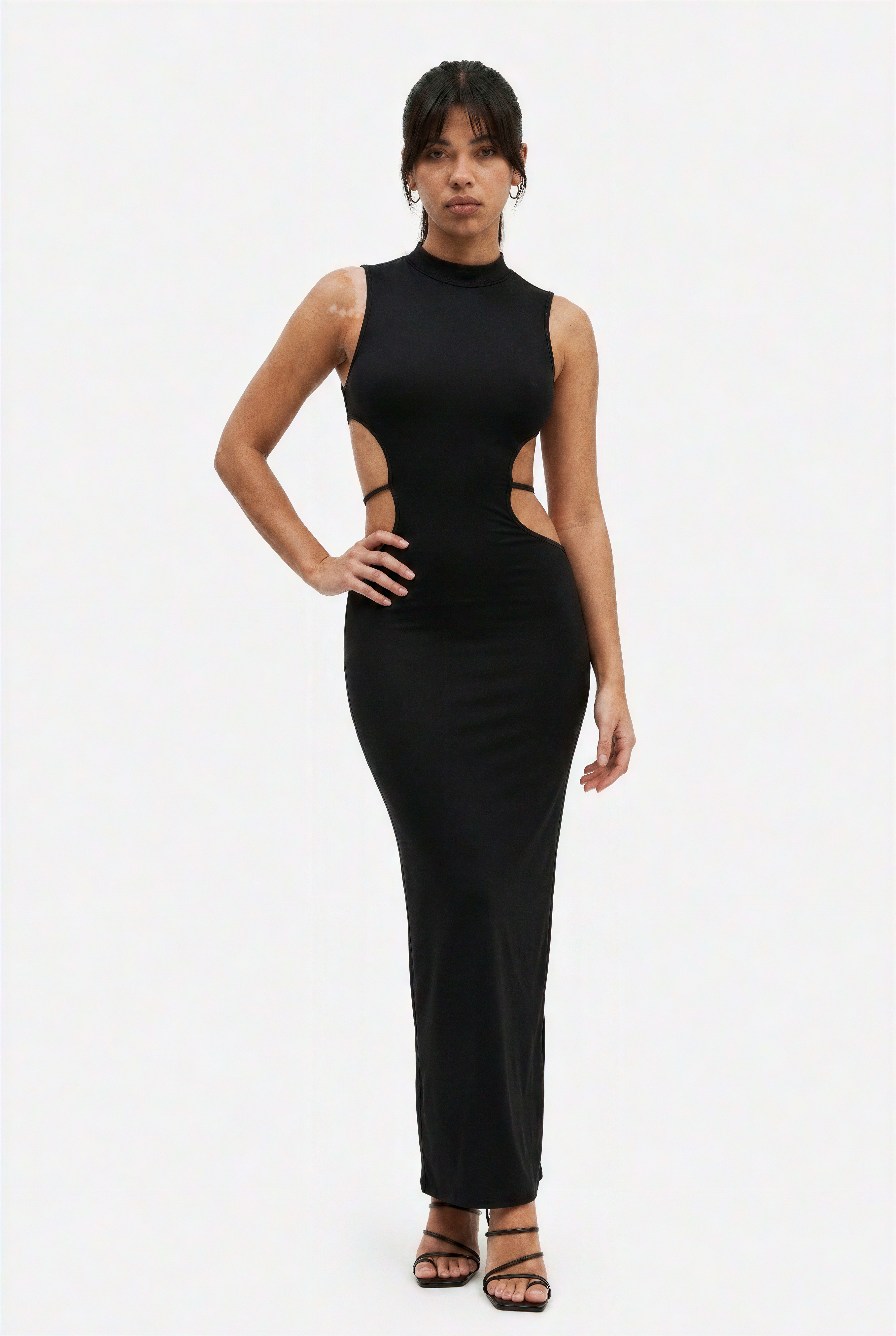 Black Open Back Strappy Maxi Dress