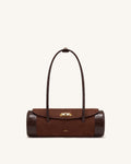 Maelis Borsa a bauletto in finta pelle scamosciata con finiture effetto coccodrillo - Marrone scuro